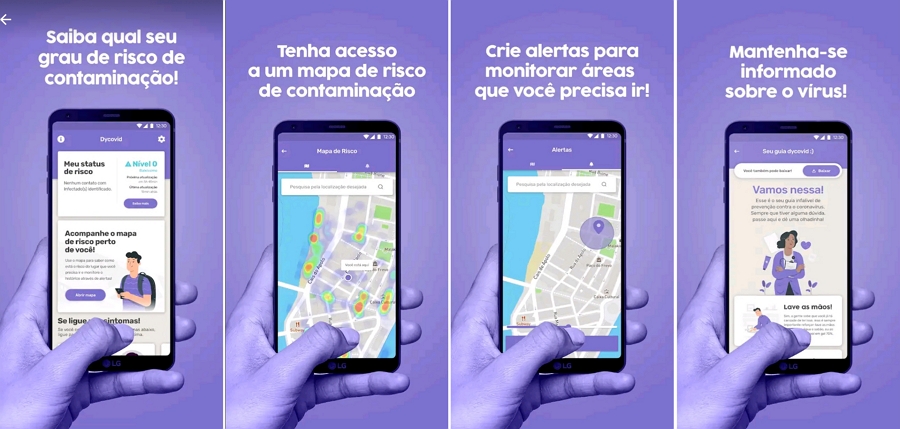 O app realiza um mapeamento do risco de contaminação, de forma digital e anônima