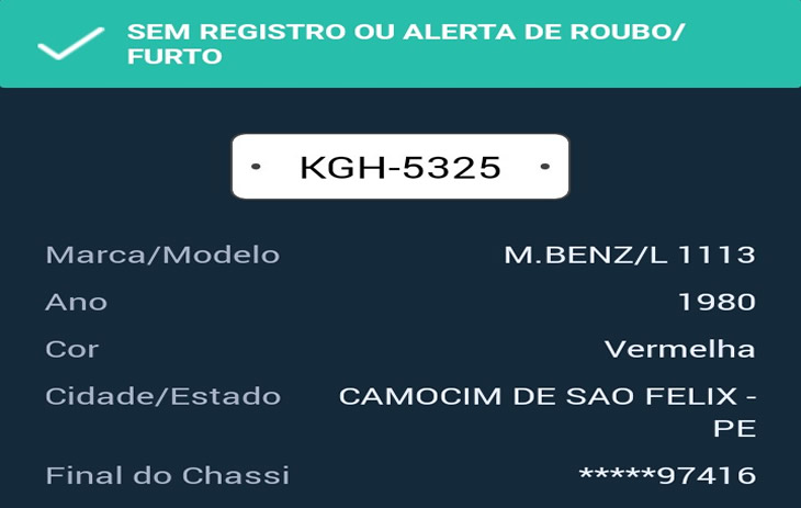 Caminhão de carga roubado em Águas Belas/PE
