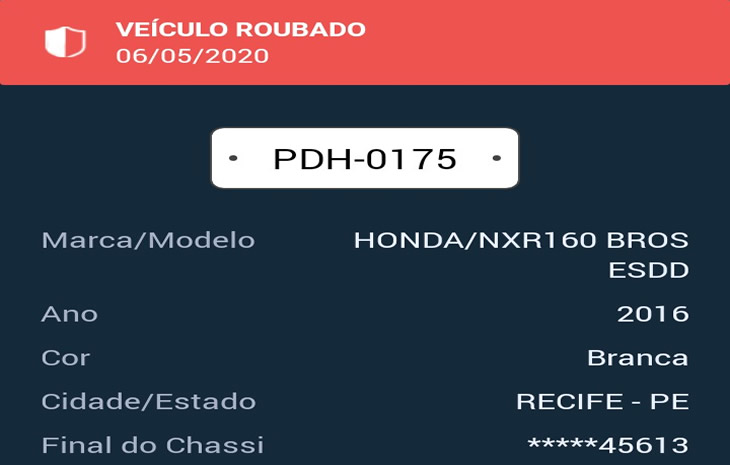 Moto roubada no centro de São João/PE