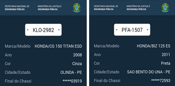 Motos roubadas em Lajedo/PE